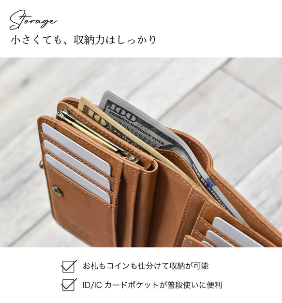 【数量限定】がま口 財布 二つ折り カード 収納 本革 レディース レッド 4枚目の画像