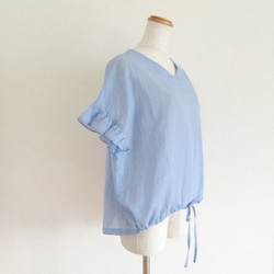 Blue* フリル袖のドロストブラウス 7枚目の画像