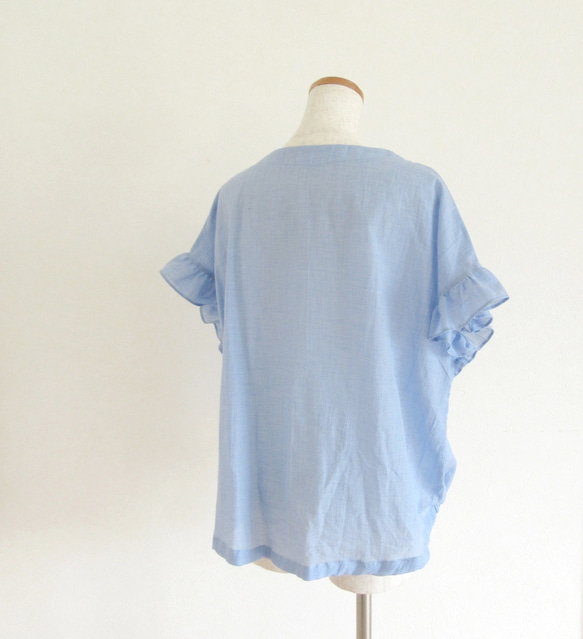 Blue* フリル袖のドロストブラウス 9枚目の画像