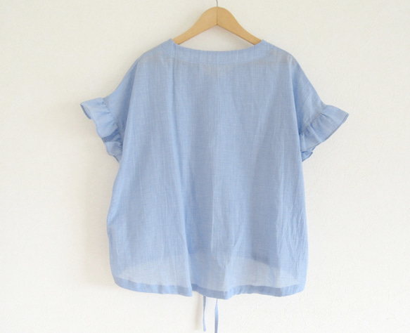 Blue* フリル袖のドロストブラウス 10枚目の画像