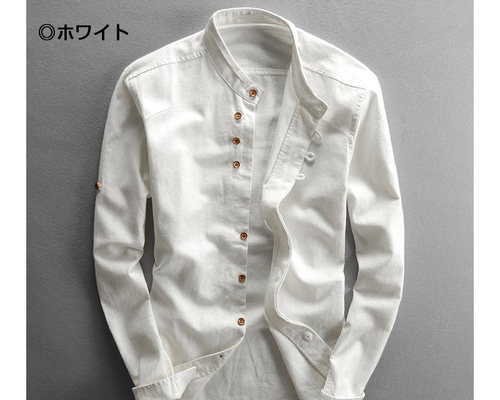 23区◆長袖シャツ/40/リネン/WHT/無地/BL 23 NM 0503// オープンカラーシャツ リネン サックス 長袖 XS(XS サックス