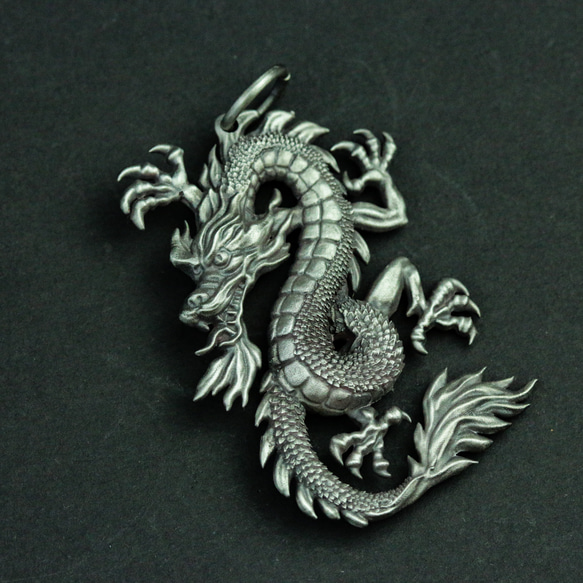 中国のドラゴン 925 シルバー ペンダント ネックレス、神話のドラゴン キング シルバー ジュエリー、動物中国ギフト 2枚目の画像