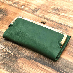 限量折扣折扣長皮夾高品質軟鞣皮革零錢分隔器綠色 第1張的照片
