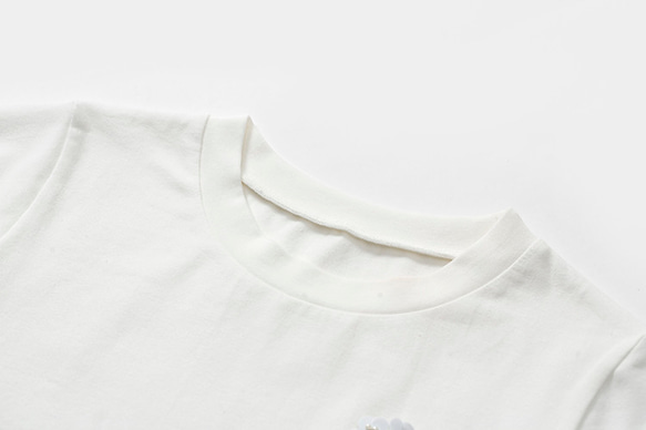白色 日系圓領修身百搭花邊短袖T恤 袖口蝴蝶結軟fufu小白上衣 第7張的照片