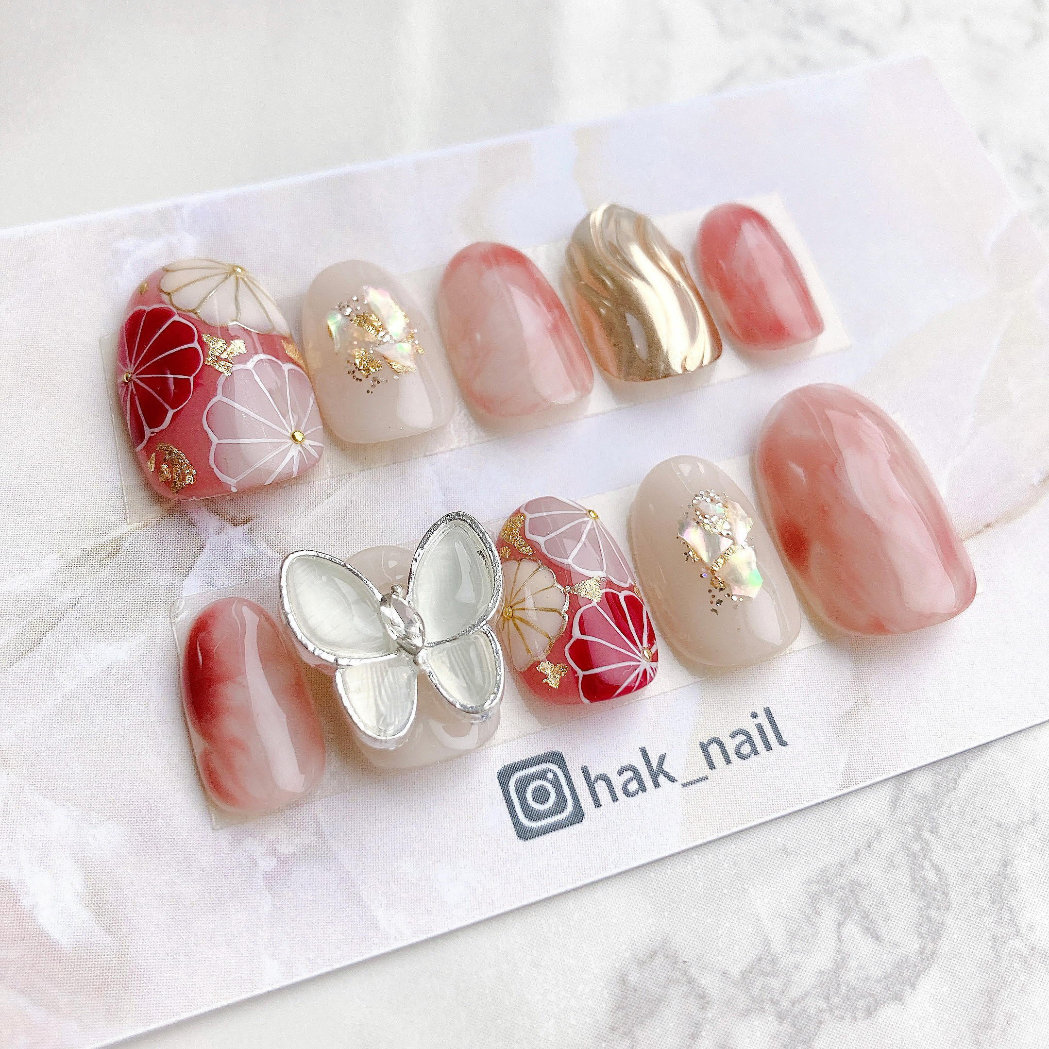 【No.018】ネイルチップ♡成人式・和柄・お花・前撮り【手数料込】 ネイルチップ/成人式ネイル/振袖/前撮り/和装/和柄/花柄/卒業式