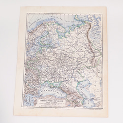 ロシア領内ヨーロッパ アンティークマップ 古地図 マイヤー百科事典 ビンテージ 地図 図版 1957-79 1枚目の画像
