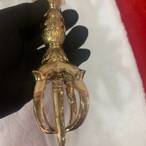 チベット密教法具　練物　金彩　五鈷杵　V　9979 チベット仏教法器 大五鈷杵 金剛杵 真鍮製 vajra 密教法具 24cm その他