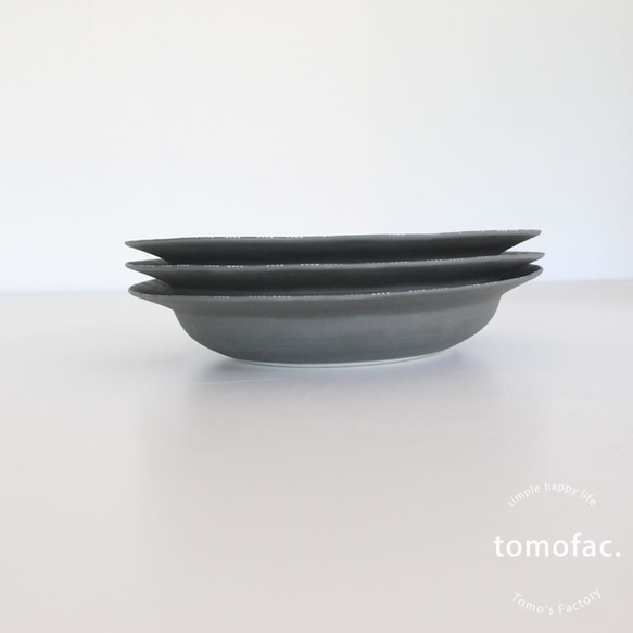 波佐見焼　　シャビーシック　カレー皿　ダークグレイ【tomofac】 5枚目の画像