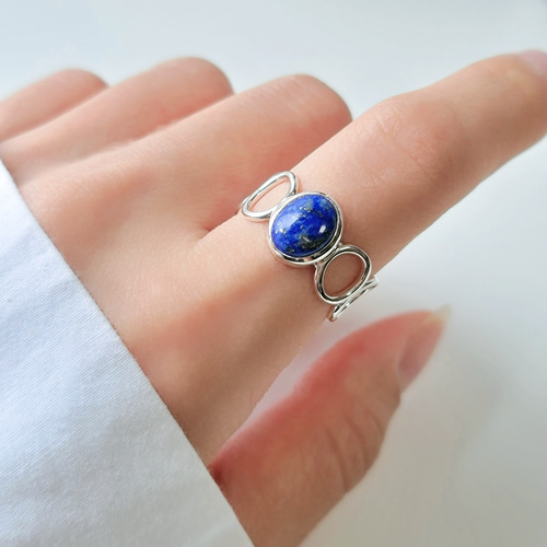 ☆星空☆ラピスラズリ オーバル 10＊8mm シルバーリング H-182S 指輪