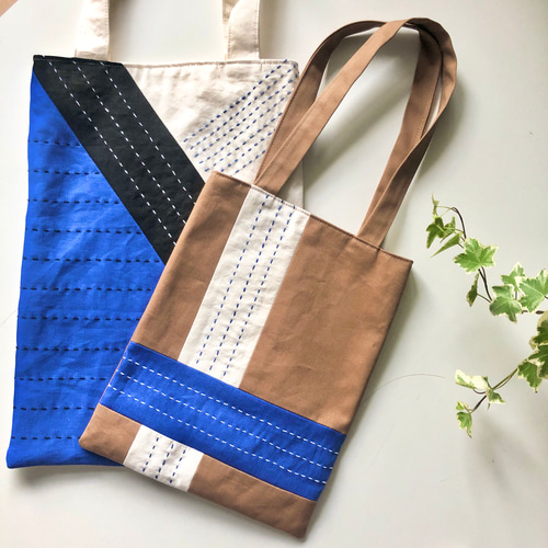 送料無料⭐︎新作⭐︎パッチワークトートバッグ⭐︎刺し子刺繍