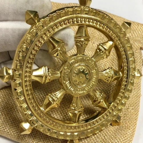 仏教法器 真言宗 法輪 輪宝 密教法具 チベット 真鍮製 11.5cm