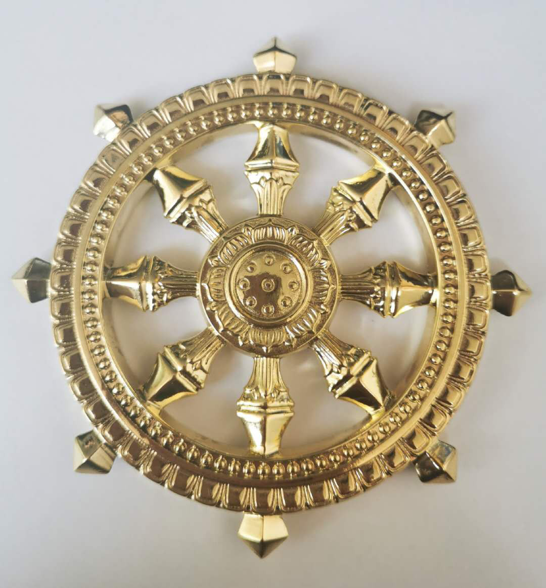 326g仏教法器 法輪 輪宝 密教法具  チベット 真鍮製 11cm