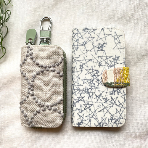 ◇完成品◇ ミナペルホネン キーケース タンバリン ライトグレー  