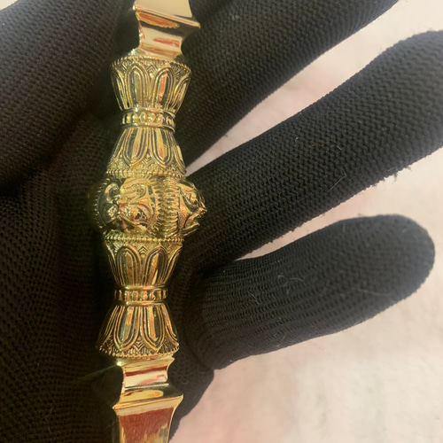 チベット法器 真言宗 鬼面独鈷杵(胎蔵界） 金剛杵 真鍮製 vajra 16cm