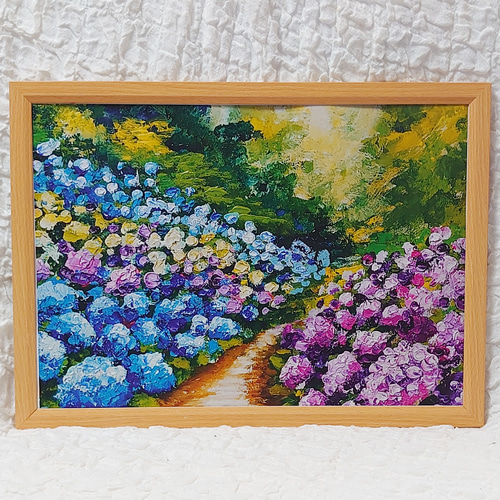 油絵 油彩 油彩画 絵 絵画【紫陽花の道】 絵画 HR 通販