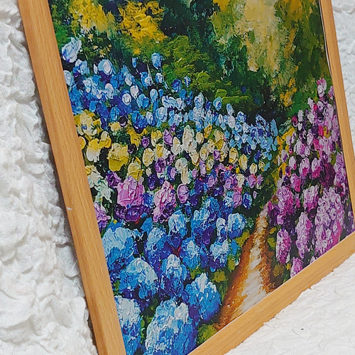 油絵 絵画【あじさいの道】 絵画 油絵 風景画 あじさいの道 F8 絵画