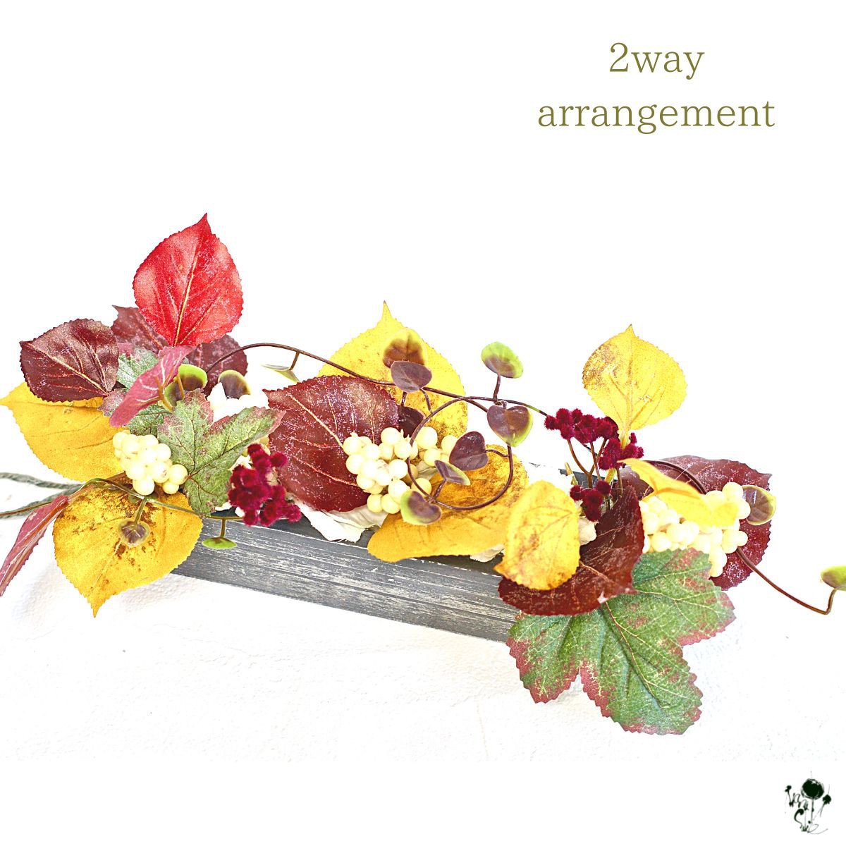 飾り方2way ! 秋の紅葉boxアレンジor壁飾り 壁掛け ドア飾り 置物 秋色 おしゃれ 雑貨 ギフト インテリア
