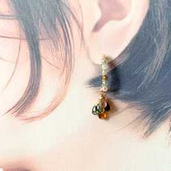 [Creema Limited] 14kgf* 多色碧璽和月光石欖尖形耳環 第6張的照片