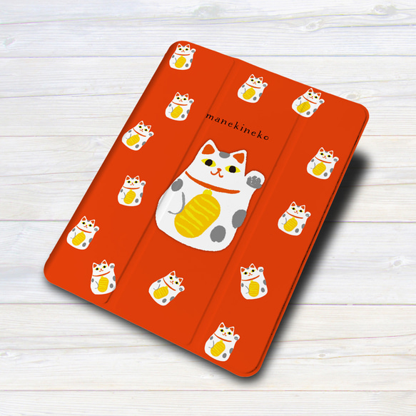 iPadケース 【招き猫 柄ミックス】柄手帳型ケース ※2タイプから選べます 3枚目の画像