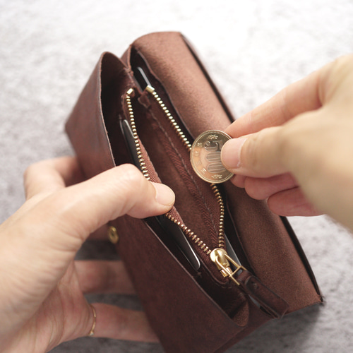 Creema限定】手縫い♪イタリアンレザーの超ミニマムスリム長財布