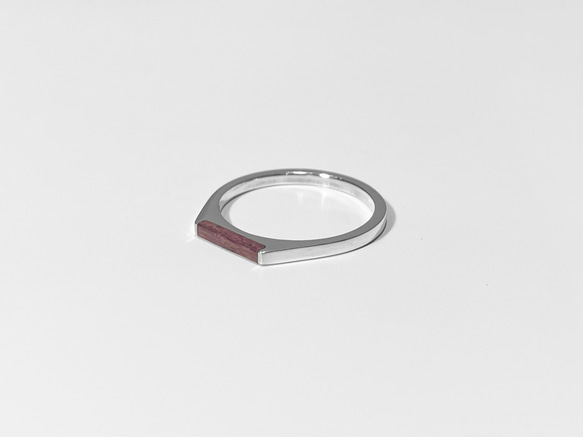ring 03 S  silver925 パープルハート 華奢　指輪　ﾘﾝｸﾞ　木製 2枚目の画像