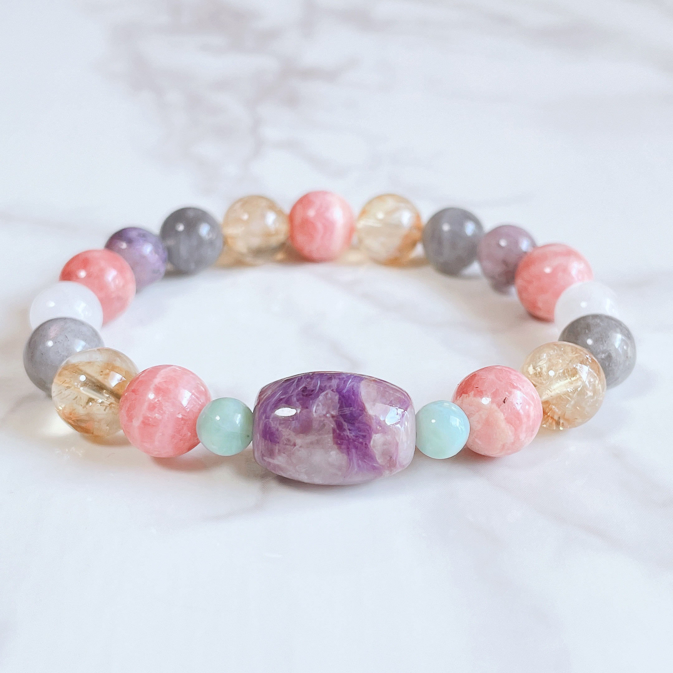 ラリマーとピンクチャロアイトのブレスレット 一点限定！復縁・再婚にも◎人生のパートナーを引き寄せる