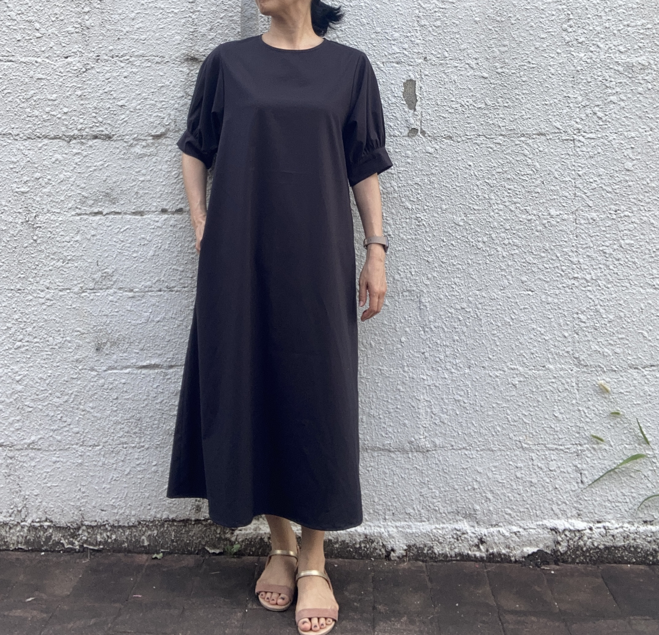 Aライン・ふんわりカフスワンピース