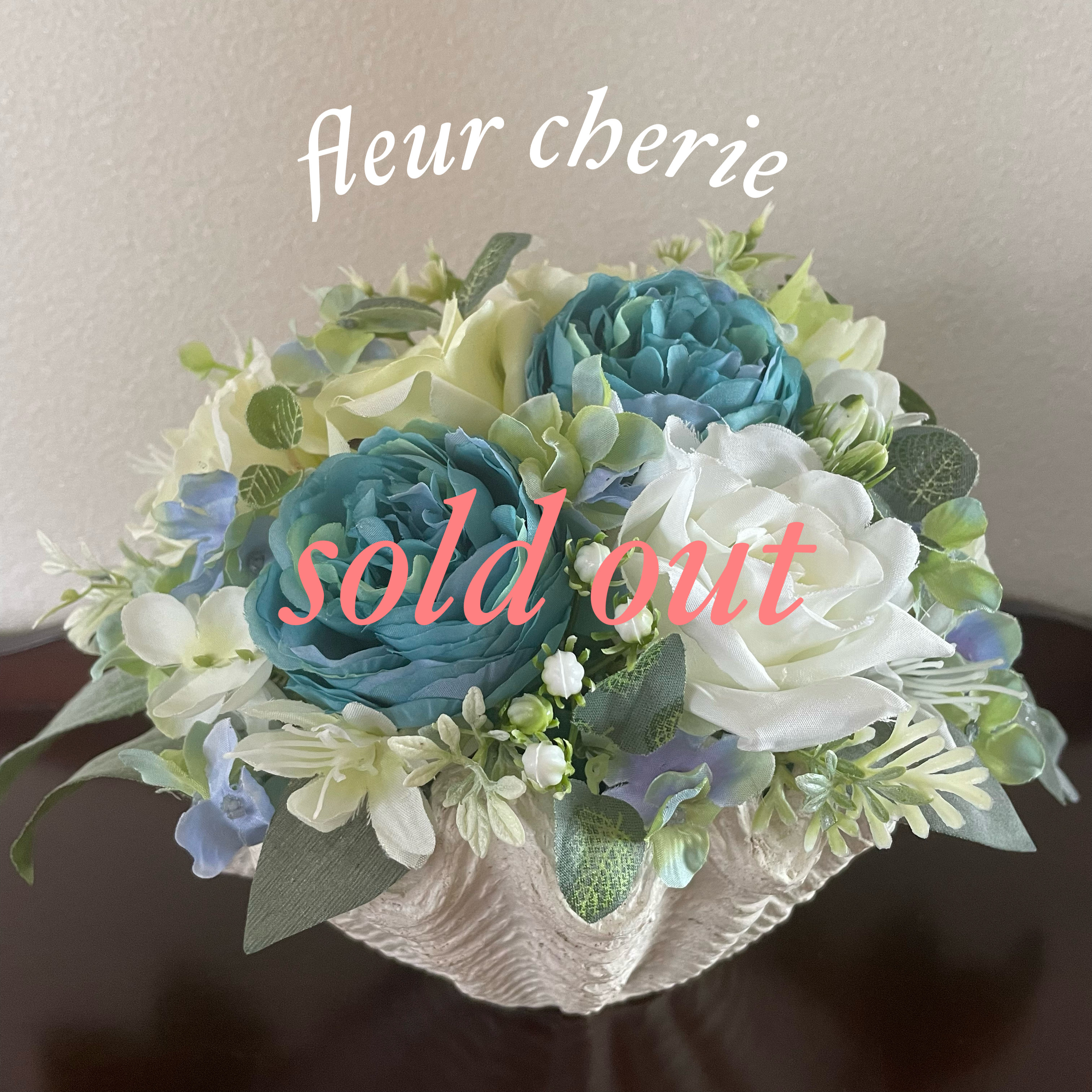 アートフラワーアレンジシェル型陶器アーティフィシャル造花プリザアレンジメント