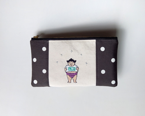 お相撲さん刺繍ポーチ ポーチ kunokuno 通販 14411673｜Creema