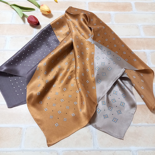 大判正方形シルクスカーフ0036 スカーフ・バンダナ olive 通販