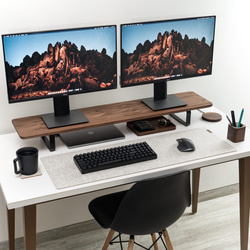兩個顯示器支架  實木顯示器支架  iMac支架  Apple顯示器支 小型電腦台 辦公桌配件 第11張的照片