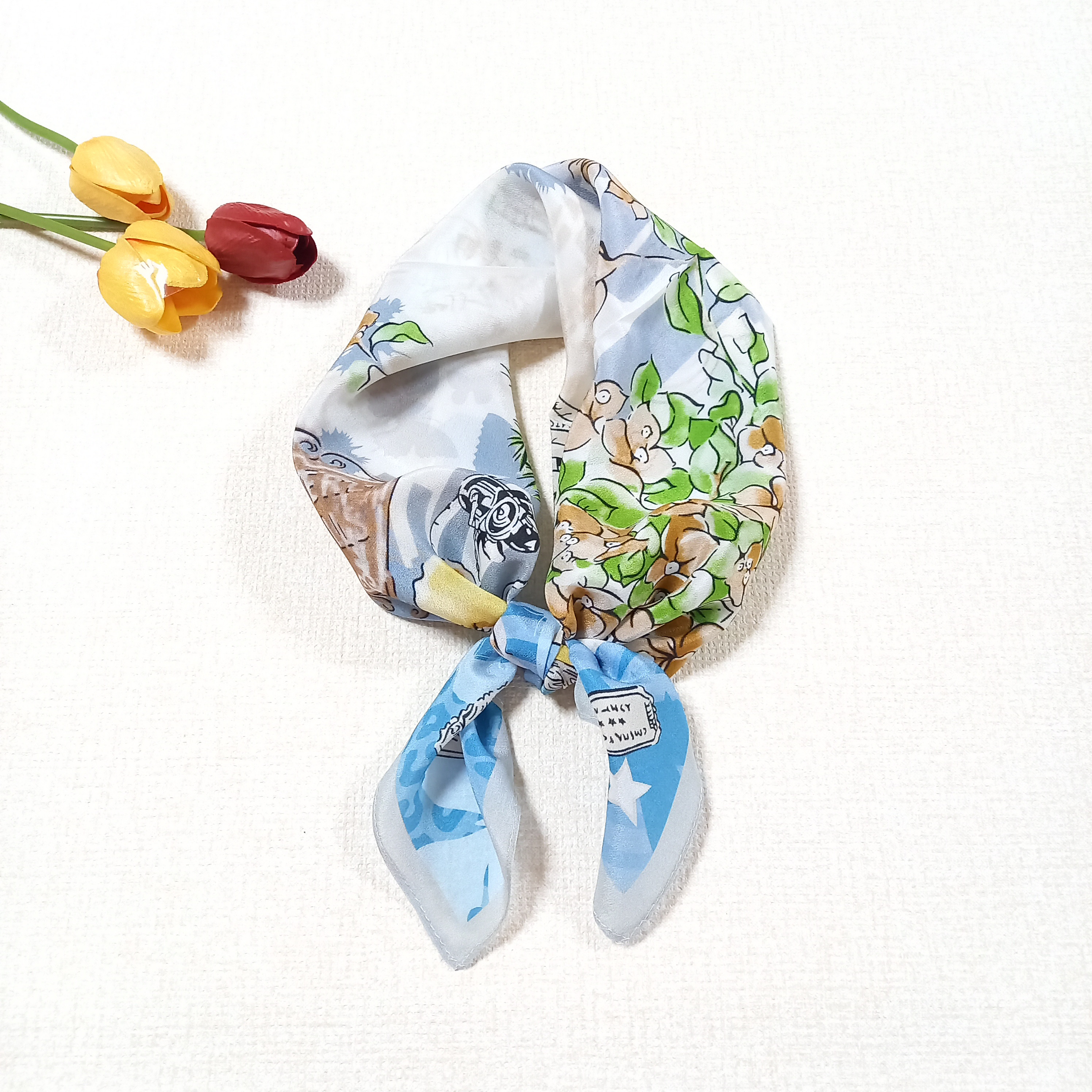 大判シルク100%スカーフ0159