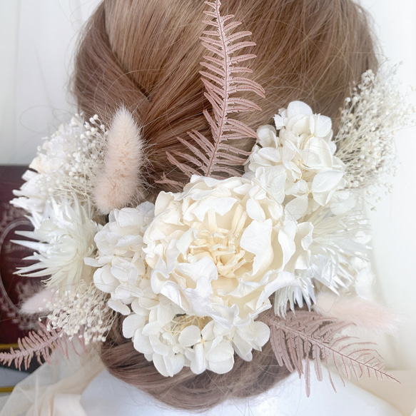 装いの時間 【 white × pink ﾋﾟｵﾆｰ 】 ヘッドドレス アクセサリー 髪飾り 結婚式 成人式 保管BOX 6枚目の画像