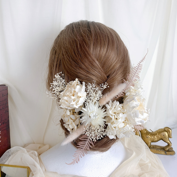 装いの時間 【 white × pink ﾋﾟｵﾆｰ 】 ヘッドドレス アクセサリー 髪飾り 結婚式 成人式 保管BOX 3枚目の画像