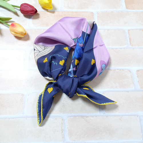 大判正方形ツイルシルクハート柄スカーフ0034 スカーフ・バンダナ