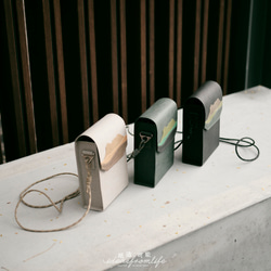 【紙製可】紙製 BOX BAG ストレートバッグ 香港 獅子岩 PLUS クロスボディバッグ レザー 紙洗い クラフト紙 環境保 6枚目の画像