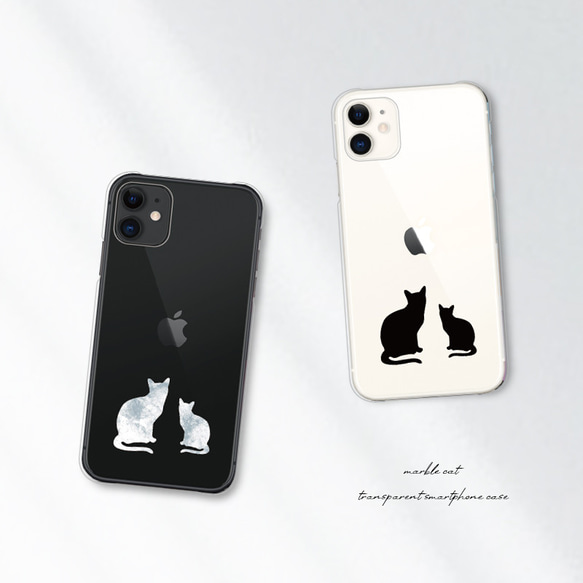 猫 スマホケース iPhone15 14 pro SE ほぼ全機種対応 Galaxy クリア カバー 透明 送料無料 2枚目の画像