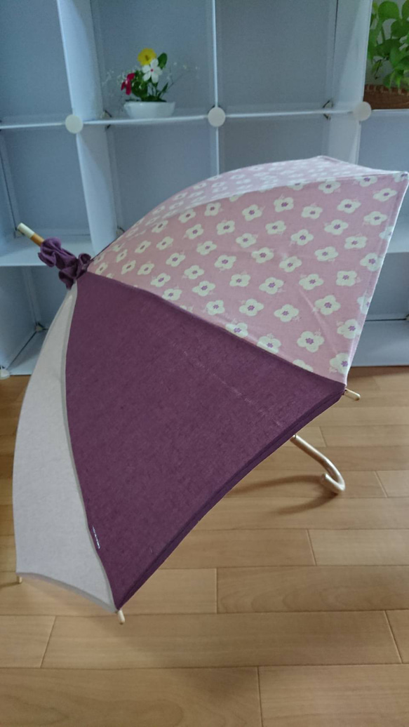 手作り日傘とバッグのセット！   涼しいコットン素材。和服にも。 4枚目の画像