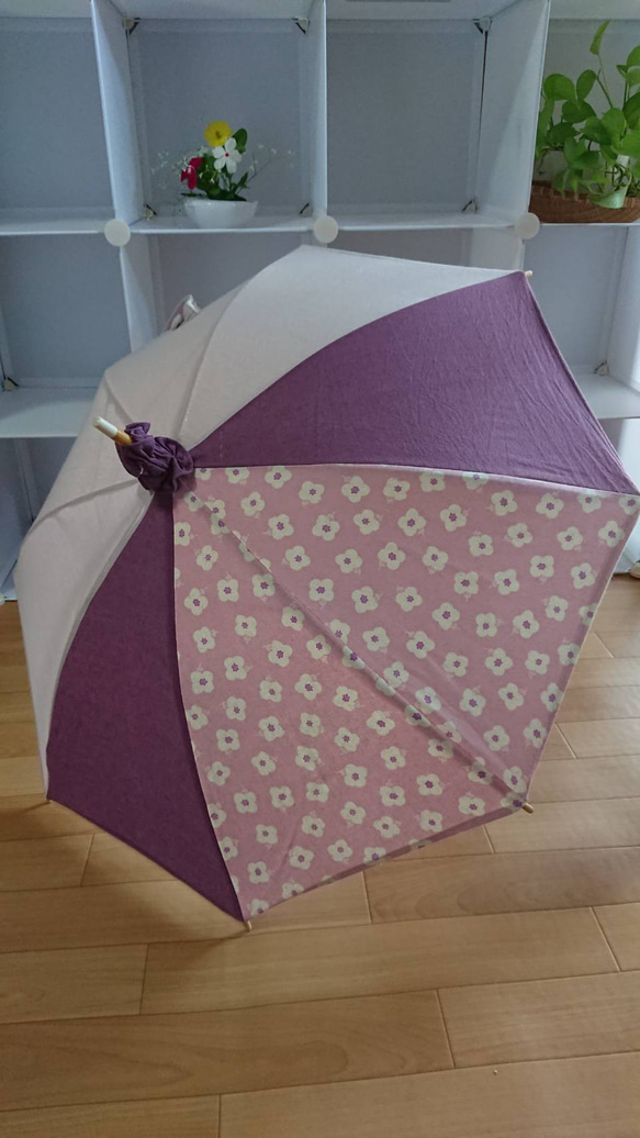 手作り日傘とバッグのセット！   涼しいコットン素材。和服にも。 5枚目の画像