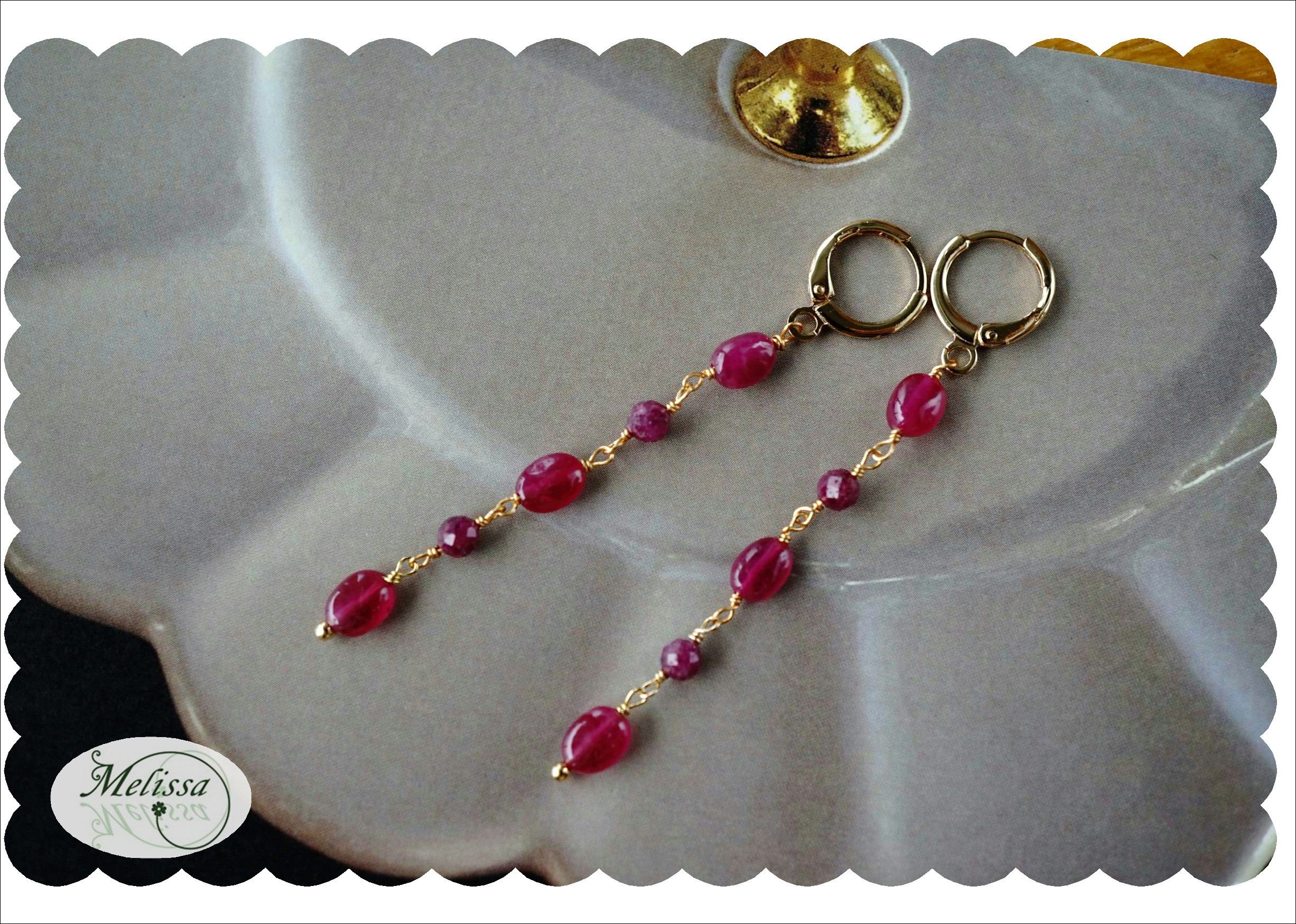 ルビーのロングピアス