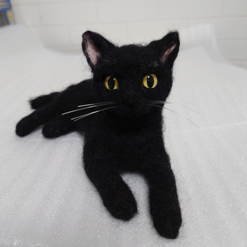 猫 羊毛 羊毛フェルト ハンドメイド 黒猫 ねこ 羊毛フェルト