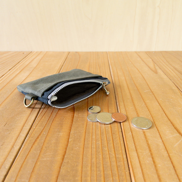 帆布のミニポーチ【バイカラー】/コインケース 12枚目の画像