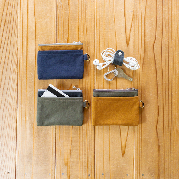 帆布のミニポーチ【バイカラー】/コインケース 2枚目の画像