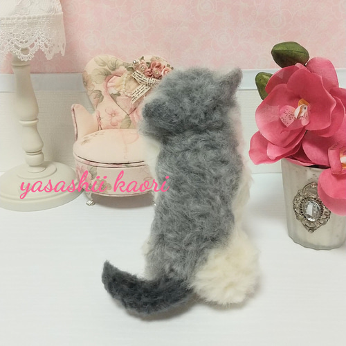 羊毛フェルト猫 子猫 ラグドール マンチカン系 猫のぬいぐるみ