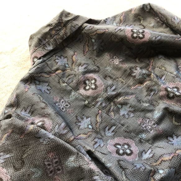 大島紬のローブカーディガン 羽織りもの　着物リメイク 7枚目の画像