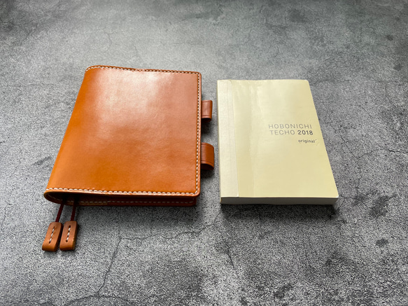 手縫】ほぼ日手帳オリジナルA6用キャメル色本革カバー（ダブル
