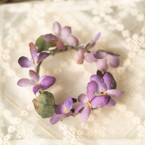スミレ の 花たち の お茶会 布花 花冠 ブローチ ブローチ
