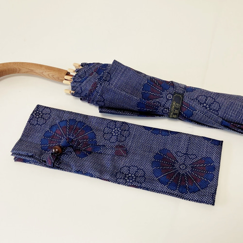 着物リメイク日傘 大島紬・ピーコック柄 一点もの 傘・日傘 日月堂（に