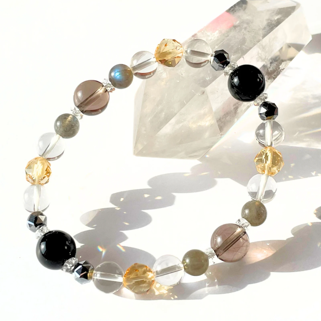 【メンズ】【一点物】安息の場所(モリオン×シトリン×テラヘルツ) | 天然石 高品質 ブレスレット