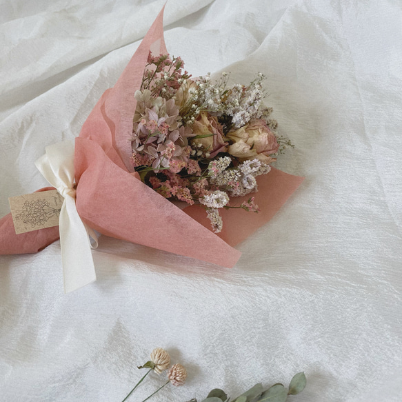 ドライフラワー☆ナチュラルスワッグ☆ミニ薔薇紫陽花インテリア♪1点